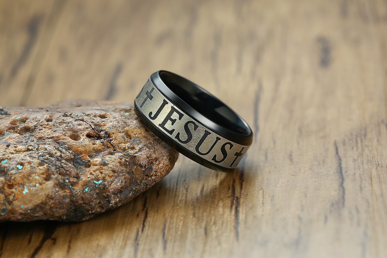 Personalize Jesus Ring Christians Rings Men Rings Stainless Etsy