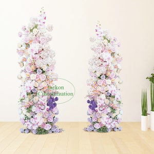 Composizione floreale artificiale Lavanda 5D, ghirlanda di fiori di lusso per matrimonio, centrotavola floreale, sfondo per matrimonio, decorazione floreale a colonna