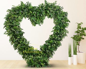 Cornice artificiale a forma di cuore 5D Sfondo per matrimonio Decorazione Verde Arco Disposizione floreale Eventi Decorazione di sfondo