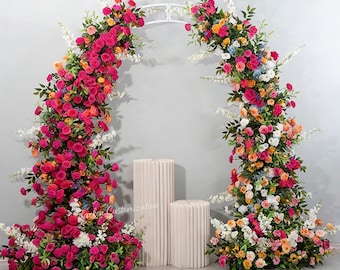 Flores artificiales de color naranja magenta para arco de boda, decoración floral para fondo de ceremonia.