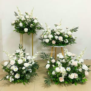 White Flower Arrangement Artificial Wedding Aisle Flower Floor Flower Spring Table Flower Runner Wedding Arch Decor Party Background Decor