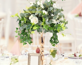 Bola de flores de centro de mesa de plantas verdes falsas, decoración de fondo de fiesta de evento de Baby Shower de boda