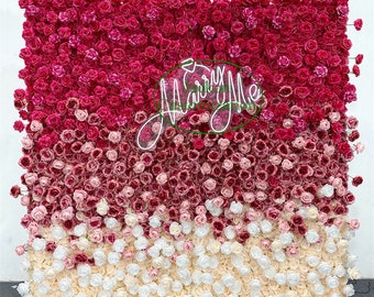 Tissu dégradé artificiel rose foncé 5D enrouler des accessoires de photographie de fête de mariage mur de fleurs assemblage rapide de qualité supérieure