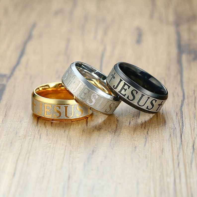 Personalize Jesus Ring Christians Rings Men Rings Stainless Etsy