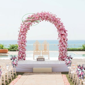 Silk Wedding Arch Flower Arrangement Artificial Light Pink Rose Flower Garland Events Party Backdrop Decoration