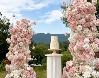 Light Pink Ivory Wedding Arch Flowers, Wedding Backdrop Decor
