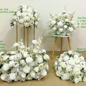 White Artificial Wedding Aisle Flower Floor Flower Flower Centerpiece Table Flower Runner Wedding Party Background Decor Flower Arrangement