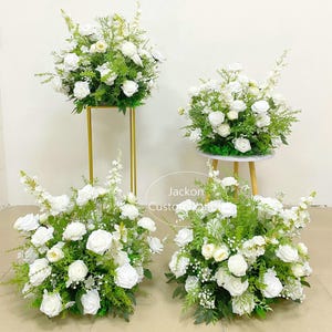 White Wedding Aisle Flower Floor Flower Custom Table Flower Runner Stage Flower Centerpiece Party Backdrop Decoration Flower Arrangement