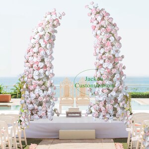Baby Pink White Rose Wedding Archway Flower Arrangement Engagement Party Background Decoration