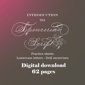 Calligraphy Practice sheets, Spencerian Script, Lowercase letters and Drill excercises, Digital Download