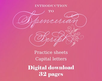Calligraphy Practice sheets, Spencerian Script, Capital letters, Digital Download