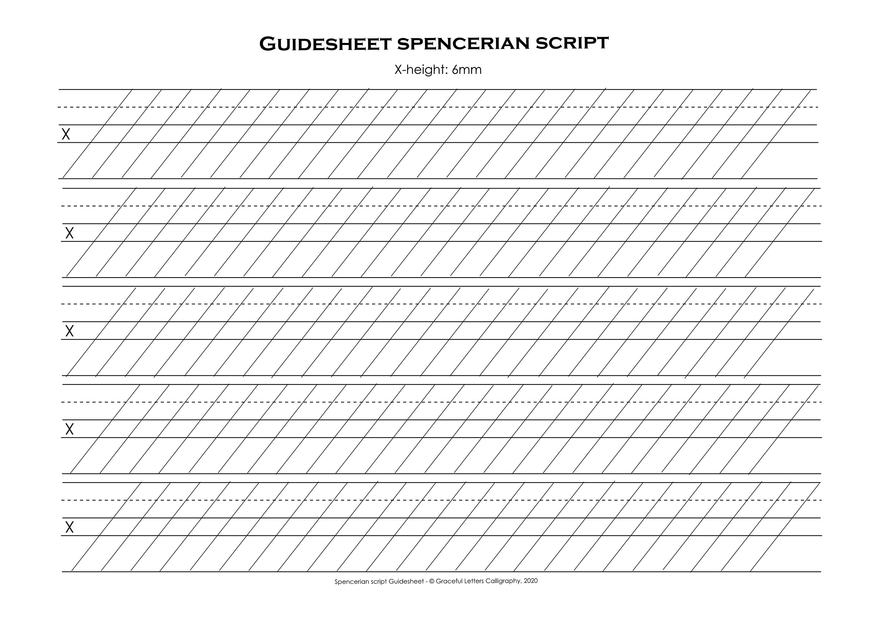 Calligraphy Practice Sheets Spencerian Script Lowercase Etsy