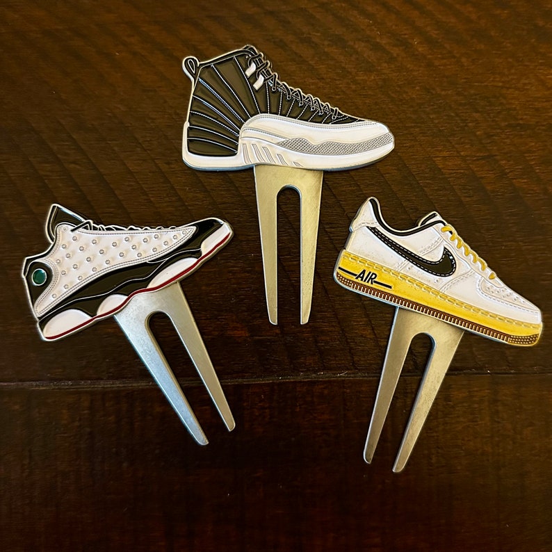 Premium Golf Shoe Divot Repair Tool Air Jordan 1, 3, IV, XI, XII, Xiii, AF1: Cement-Inspired Sneaker Designs 17 Styles to choose Brand New image 4