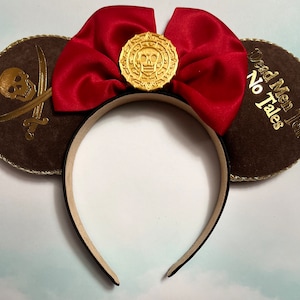 Pirate Inspired Mouse Ears: Skull & Swords, Red Bow