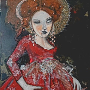 Reina Hoodoo /// Reina de Bastos / Carta del Tarot / Interpretación propia sobre lienzo / Única / Pintura / Única en su tipo / Pintura