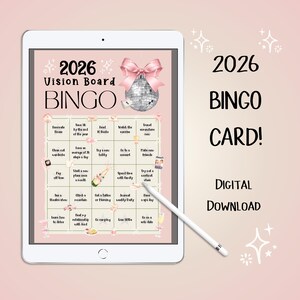 2026 BINGO CARD Digital Download Perfect for this year's vision board! Play big or small with 24 Bingo goals to manifest your greatest year!