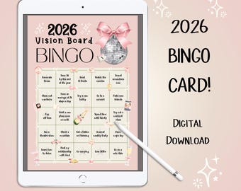 2026 BINGO CARD Digital Download Perfect for this year's vision board! Play big or small with 24 Bingo goals to manifest your greatest year!