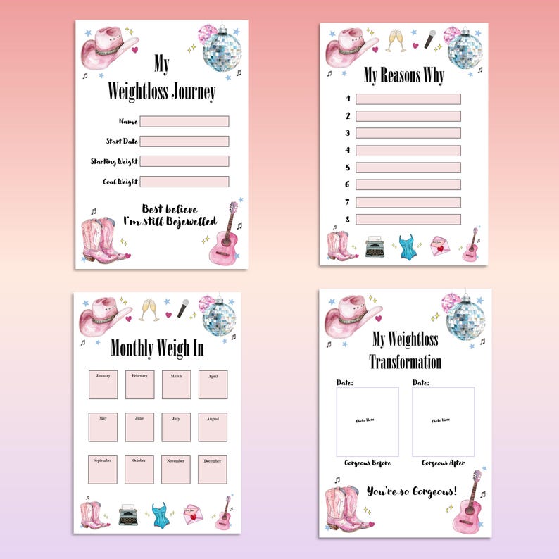 WIRE BOUND Eras Weightloss Journal - Including Measurements, Weekly Weigh in, Pounds Lost and Weightloss Rewards, Graph, Step Tracker image 3