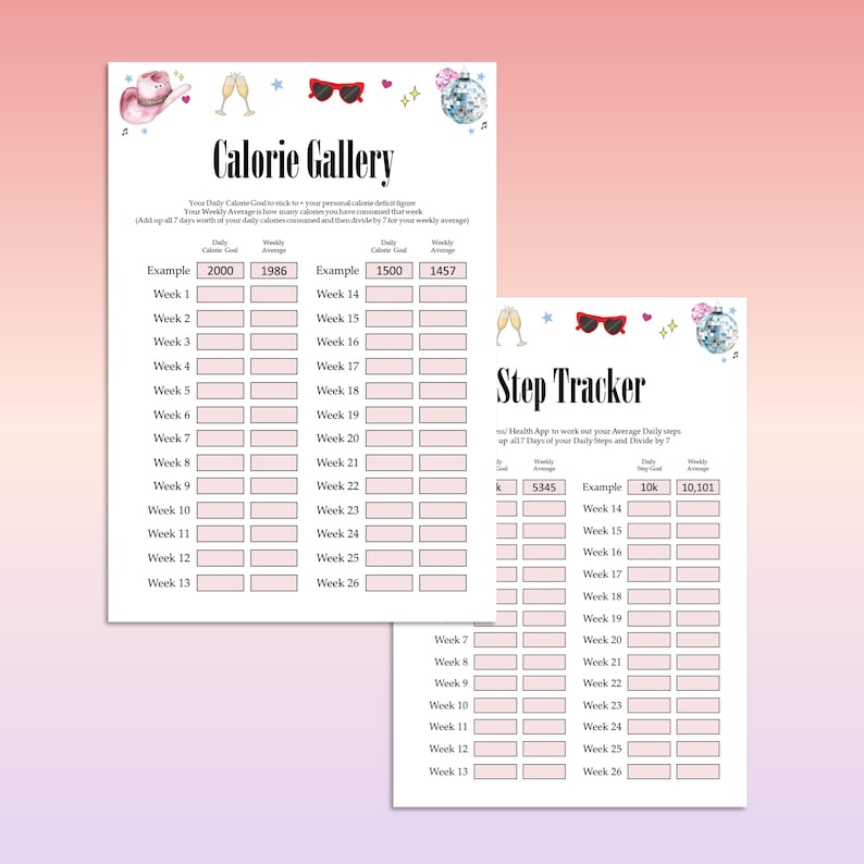 WIRE BOUND Eras Weightloss Journal - Including Measurements, Weekly Weigh in, Pounds Lost and Weightloss Rewards, Graph, Step Tracker image 9