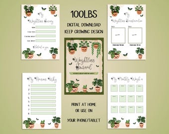 DIGITAL DOWNLOAD Keep Growing 100lbs Weightloss Journal - Including Measurements, Weekly Weigh in, Pounds Lost and Weightloss Rewards