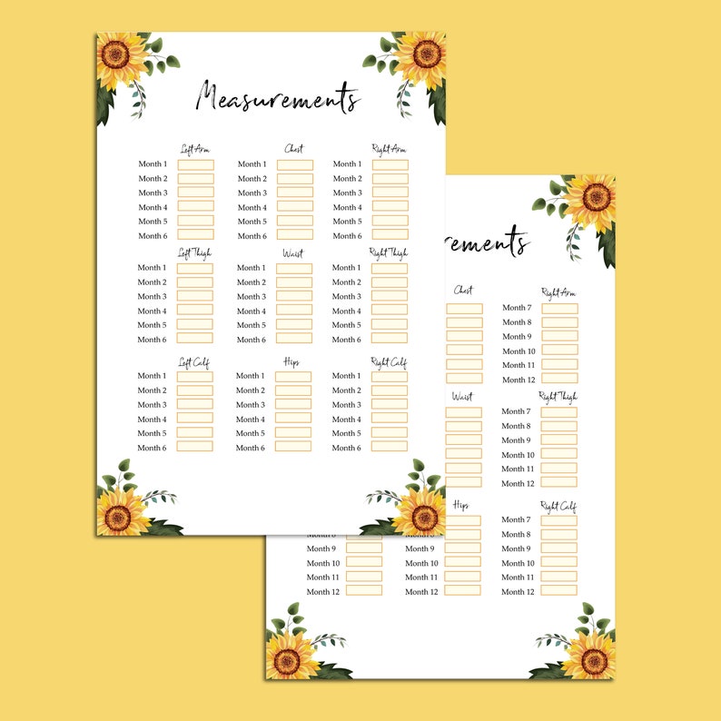 BINDED Sunflower Weightloss Journal Including Measurements, Weekly Weigh in, Pounds Lost and Weightloss Rewards image 7