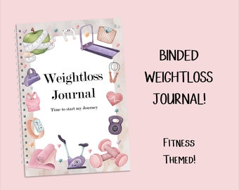 BINDED FITNESS Themed Weightloss Journal - Including Measurements, Weekly Weigh in, Pounds Lost and Weightloss Rewards