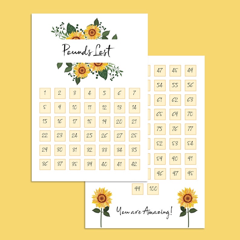 BINDED Sunflower Weightloss Journal Including Measurements, Weekly Weigh in, Pounds Lost and Weightloss Rewards image 6