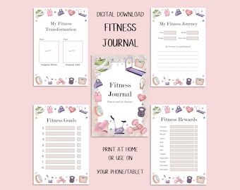 DIGITAL DOWNLOAD Fitness Journal - Including Measurements, Weekly Weigh in, Fitness Rewards, Monthly Fitness Planners, Fitness Goals