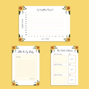 BINDED Sunflower Weightloss Journal Including Measurements, Weekly Weigh in, Pounds Lost and Weightloss Rewards image 8