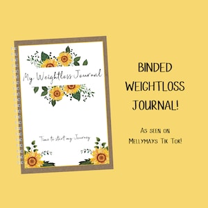 BINDED Sunflower Weightloss Journal Including Measurements, Weekly Weigh in, Pounds Lost and Weightloss Rewards image 1