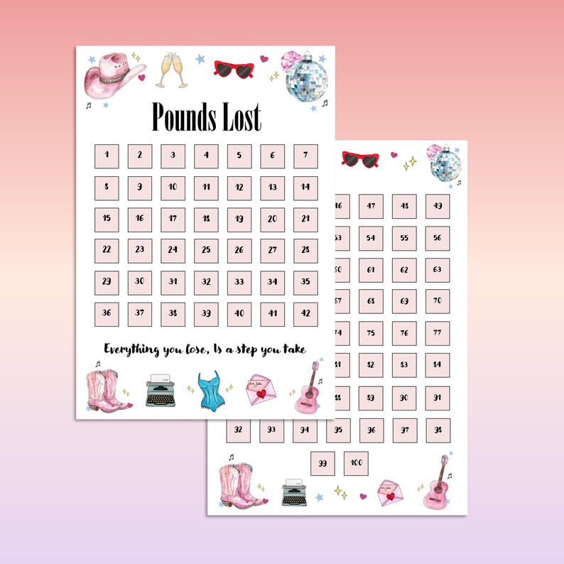 WIRE BOUND Eras Weightloss Journal - Including Measurements, Weekly Weigh in, Pounds Lost and Weightloss Rewards, Graph, Step Tracker image 6