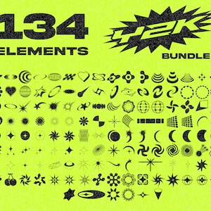 Y2K Aesthetic Icons Template 134 Assets For Logos, Clothing, Graphic Design