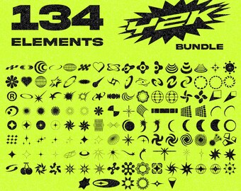 Y2K Aesthetic Icons Template 134 Assets For Logos, Clothing, Graphic Design