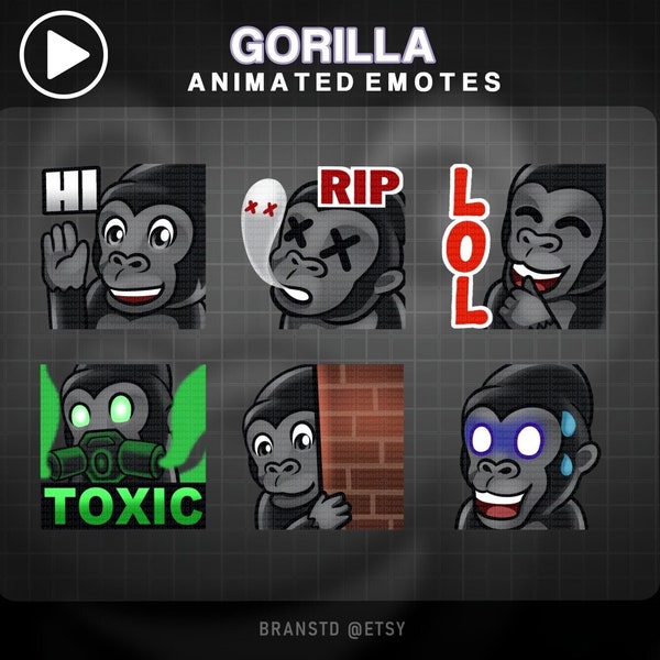 6x ANIMATED Gorilla emotes - ANIMATED Gorilla emotes - ANIMATED Twitch emotes