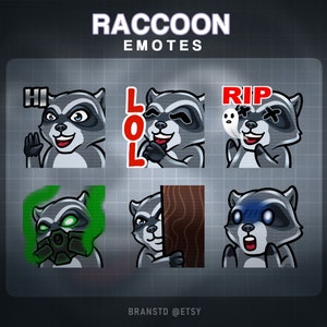 6 x Raccoon twitch emotes - Raccoon twitch emotes