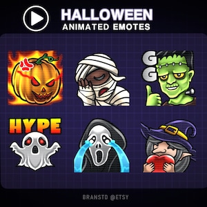 6x ANIMATED Halloween Twitch emotes - Horror Twitch emotes