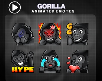6x ANIMATED Gorilla emotes - ANIMATED Gorilla emotes - ANIMATED Twitch emotes