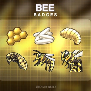 6 x Bee badges - Bee  twitch badges - Twitch badges