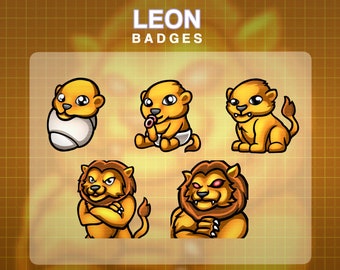 5 x Lion Twitch Anstecker - Löwe Anstecker - Twitch Anstecker