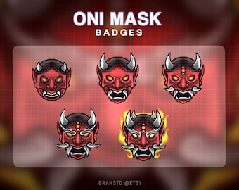 5 X Oni mask badges - Oni mask  twitch badges - Twitch badges