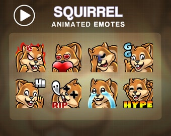 Animated Squirrel Twitch Emotes: 8-Piece Stream emotes  (Digital Download)
