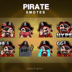 8x Pirate twitch emotes - Buccaneer twitch emotes - Pirate twitch emotes