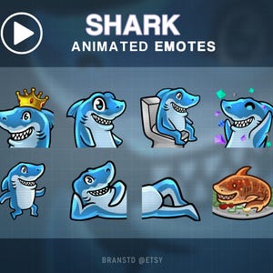 8X ANIMATED Shark twitch emotes - ANIMATED twitch emotes