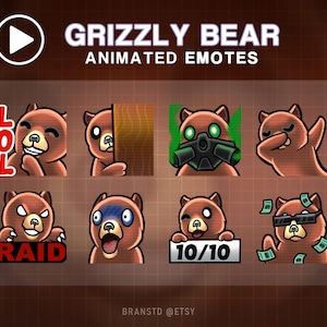 8x emote ANIMATED Grizzly Bear - Emote Bear twitch - Emote Twitch