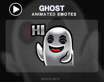 Hi Ghost Animated Emote: Twitch, Discord, YouTube (Digital Download)