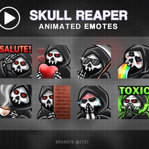 8X ANIMATED Skull reaper twitch emotes - ANIMATED twitch emotes