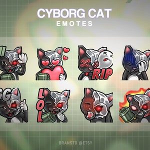 8x Cyborg cat emotes - Cat  emotes - Twitch emotes