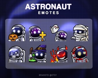 Astronaut Twitch Emotes: Halloween Spaceman Streamer Emotes (Digital Download)
