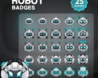 Robot Head Badges, 25x subscriber badges of robo (Digital Download)