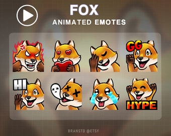 Animated Fox Twitch Emotes: Animated stream graphic (Digital Download)